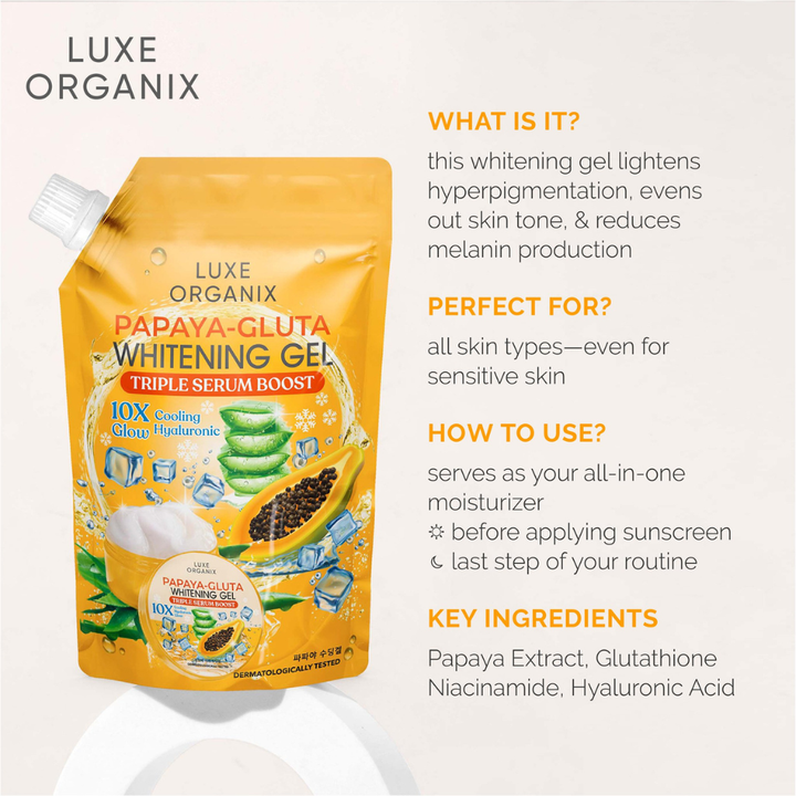 Luxe Organix Papaya-Gluta Whitening Gel Tripe Serum Boost 200ml