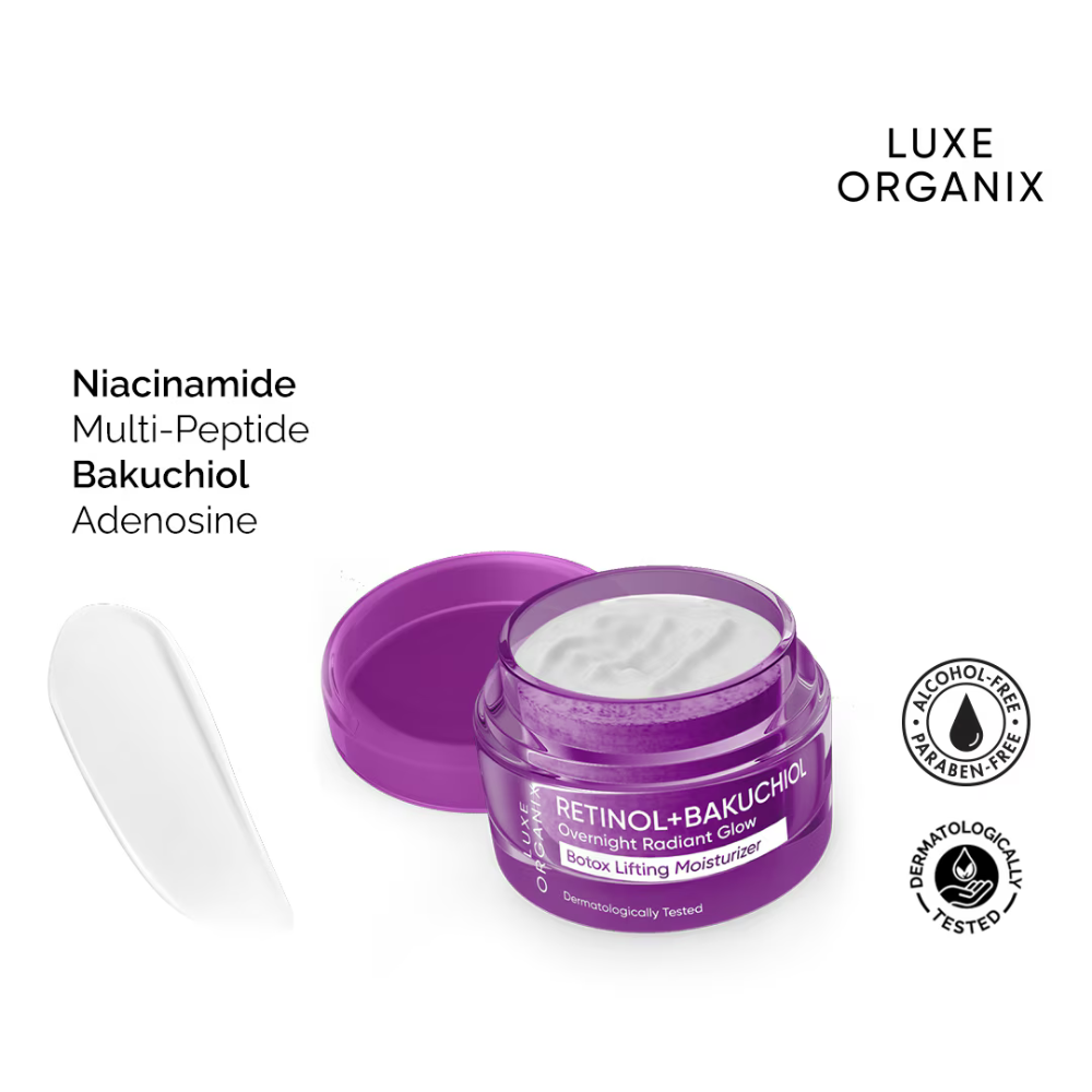 Luxe Organix Retinol + Bakuchiol Overnight Radiant Glow Botox Lifting Moisturizer
