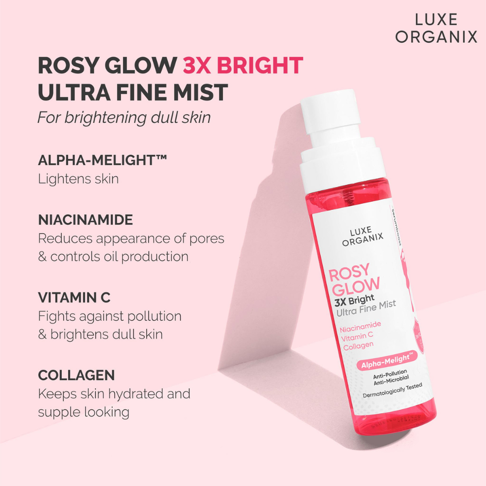 Luxe Organix Rosy Glow 3x Bright Ultra Fine Mist 80ml