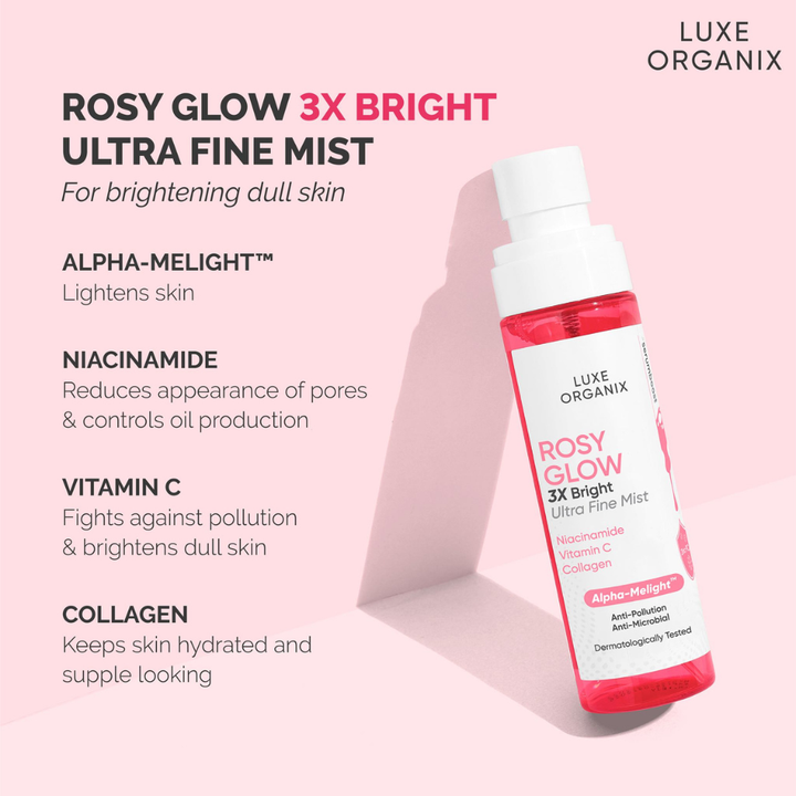 Luxe Organix Rosy Glow 3x Bright Ultra Fine Mist 80ml