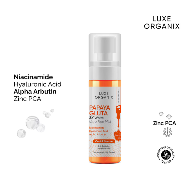 Luxe Organix Papaya Gluta 3X White Ultra Fine Mist -Cool and Soothe 80ml