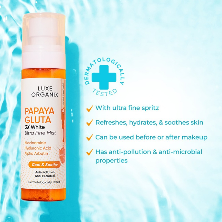 Luxe Organix Papaya Gluta 3X White Ultra Fine Mist -Cool and Soothe 80ml