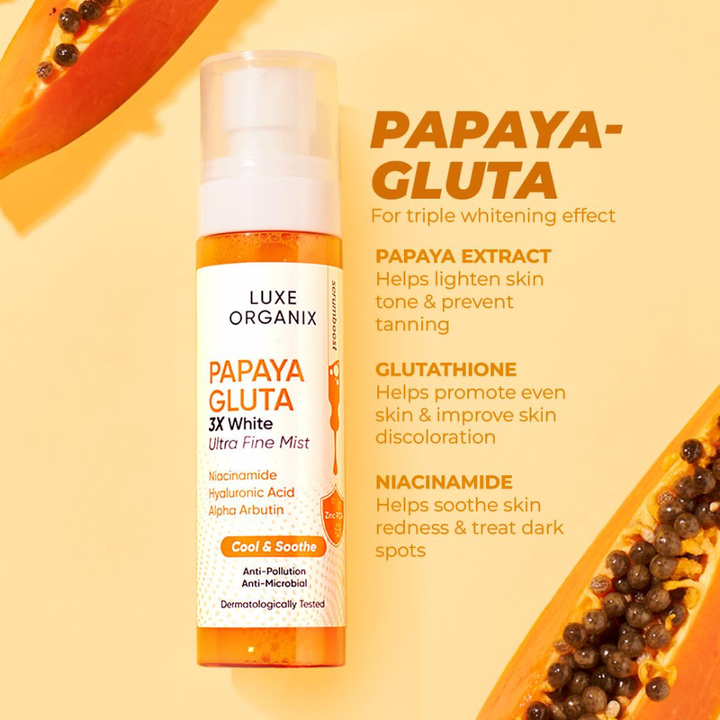 Luxe Organix Papaya Gluta 3X White Ultra Fine Mist -Cool and Soothe 80ml