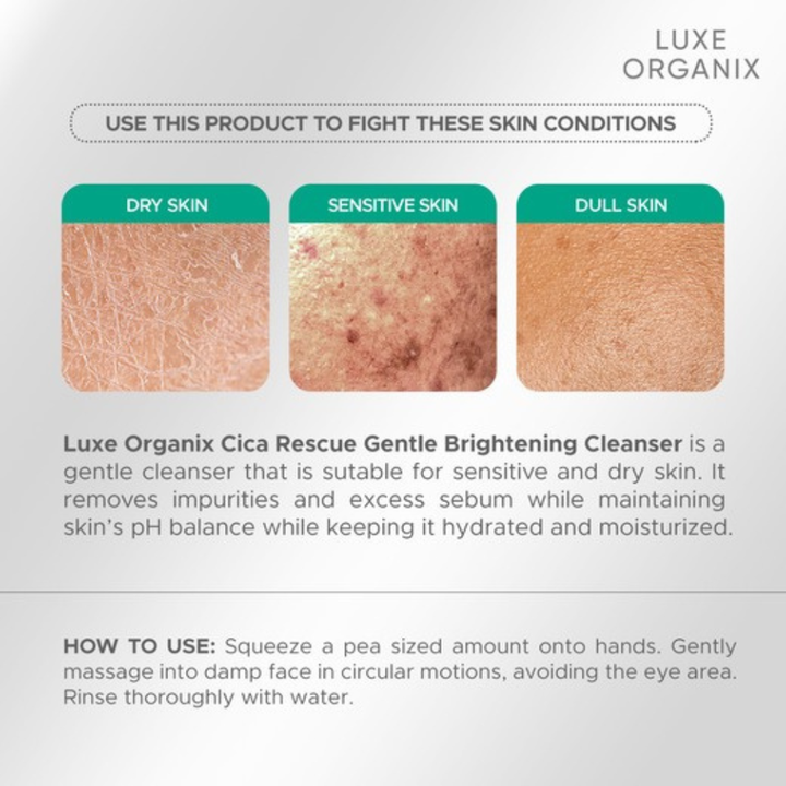 Luxe Organix Cica Rescue Gentle Brightening Cleanser 150g