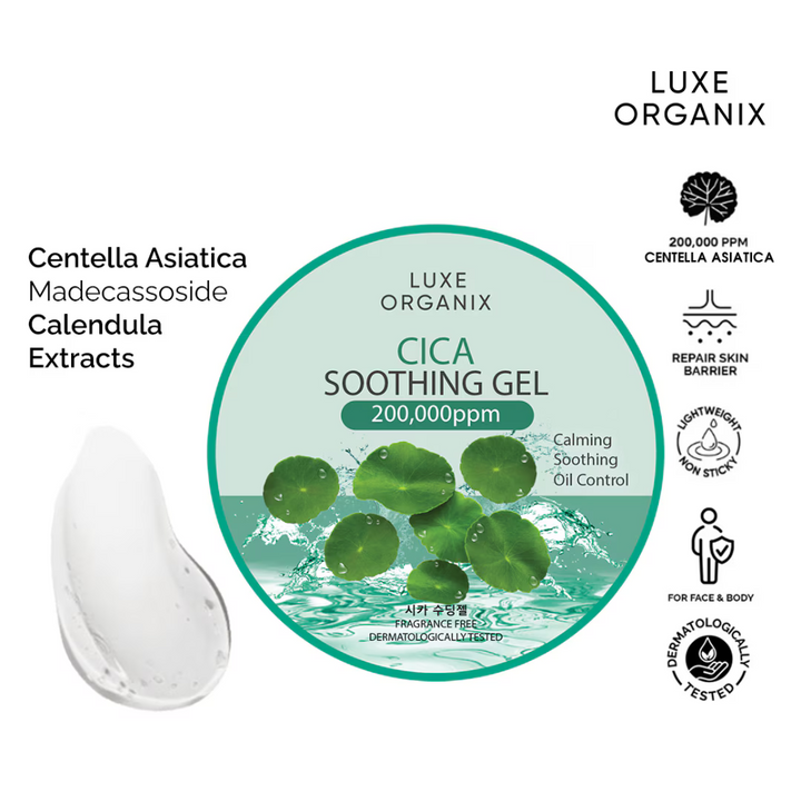 Luxe Organix Cica Soothing Gel -Calming Sensitive Skin 300ml 