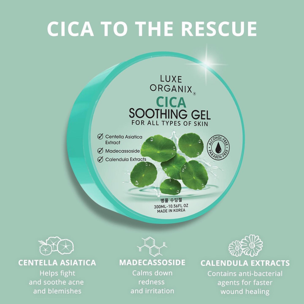 Luxe Organix Cica Soothing Gel -Calming Sensitive Skin 300ml