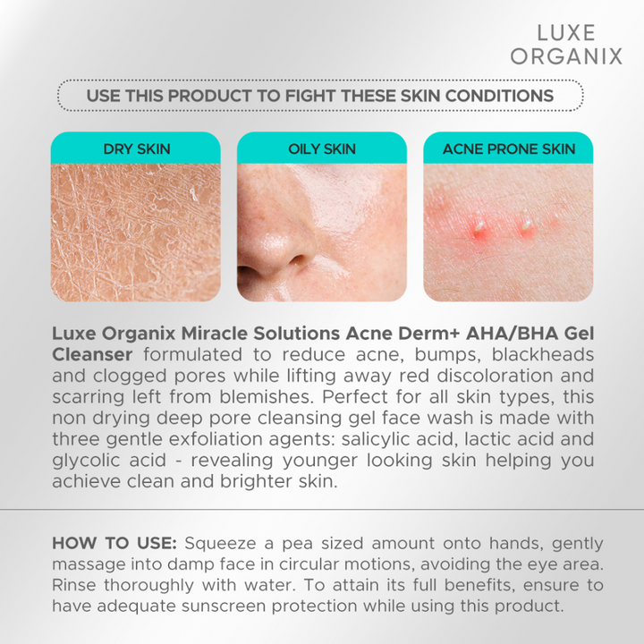 Luxe Organix Miracle Solutions Acne Derm + Gel Cleanser