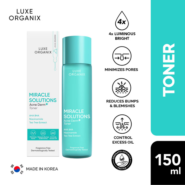 Luxe Organix Miracle Solutions AHA/BHA Tea Tree Pore Clarifying Treatment Toner 150ml
