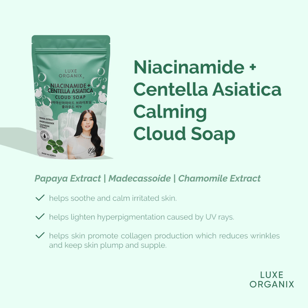 Luxe Organix Niacinamide + Centella Asiastica Cloud Soap -Exfoliating Benefits