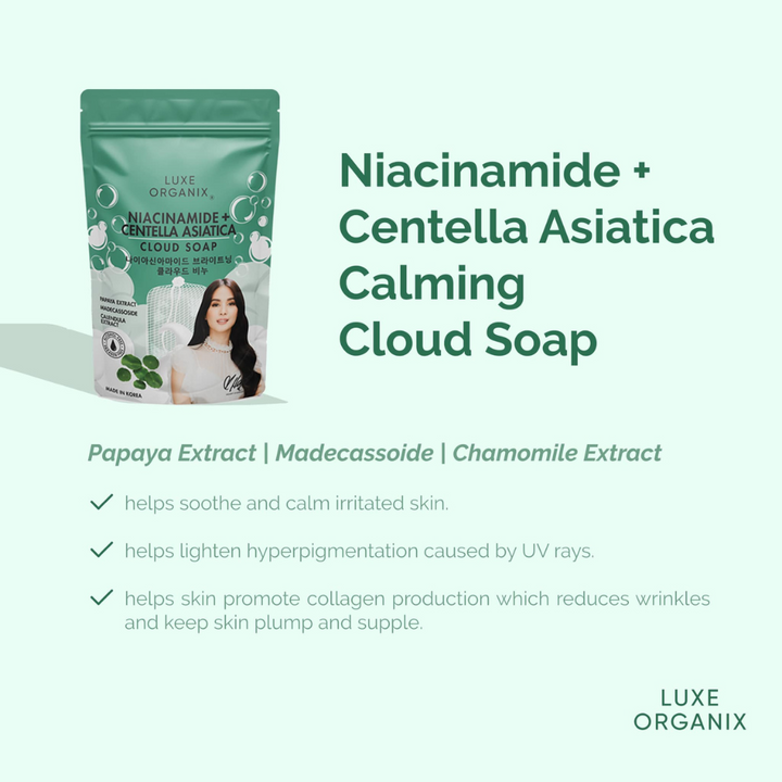 Luxe Organix Niacinamide + Centella Asiastica Cloud Soap -Exfoliating Benefits