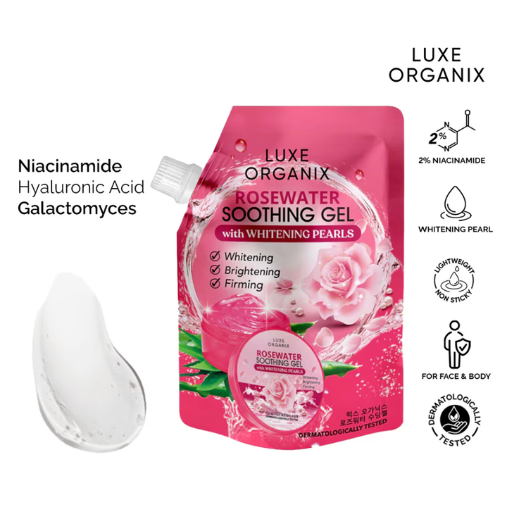 Luxe Organix Rosewater Soothing Gel with Whitening Pearls 100ml