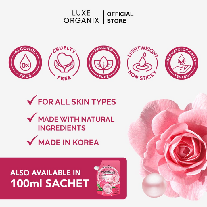 Luxe Organix Rosewater Soothing Gel With Whitening Pearls 300ml