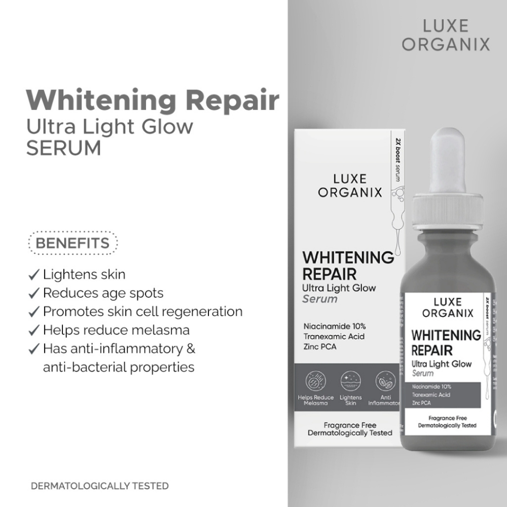 Luxe Organix ClinicalPro Whitening Repair Ulta Light Glow Serum 30ml Benefits