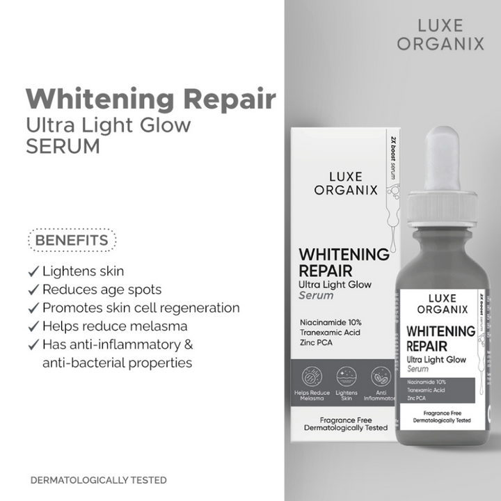 Luxe Organix ClinicalPro Whitening Repair Ulta Light Glow Serum 30ml Benefits
