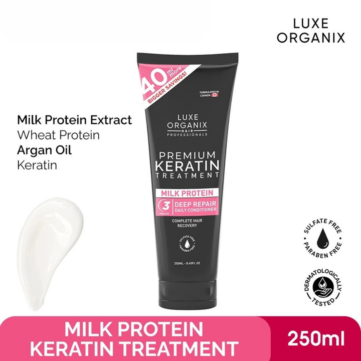 Luxe Organix Milk Protein Premium Keratin Shampoo 250ml | Complete Hair Recovery