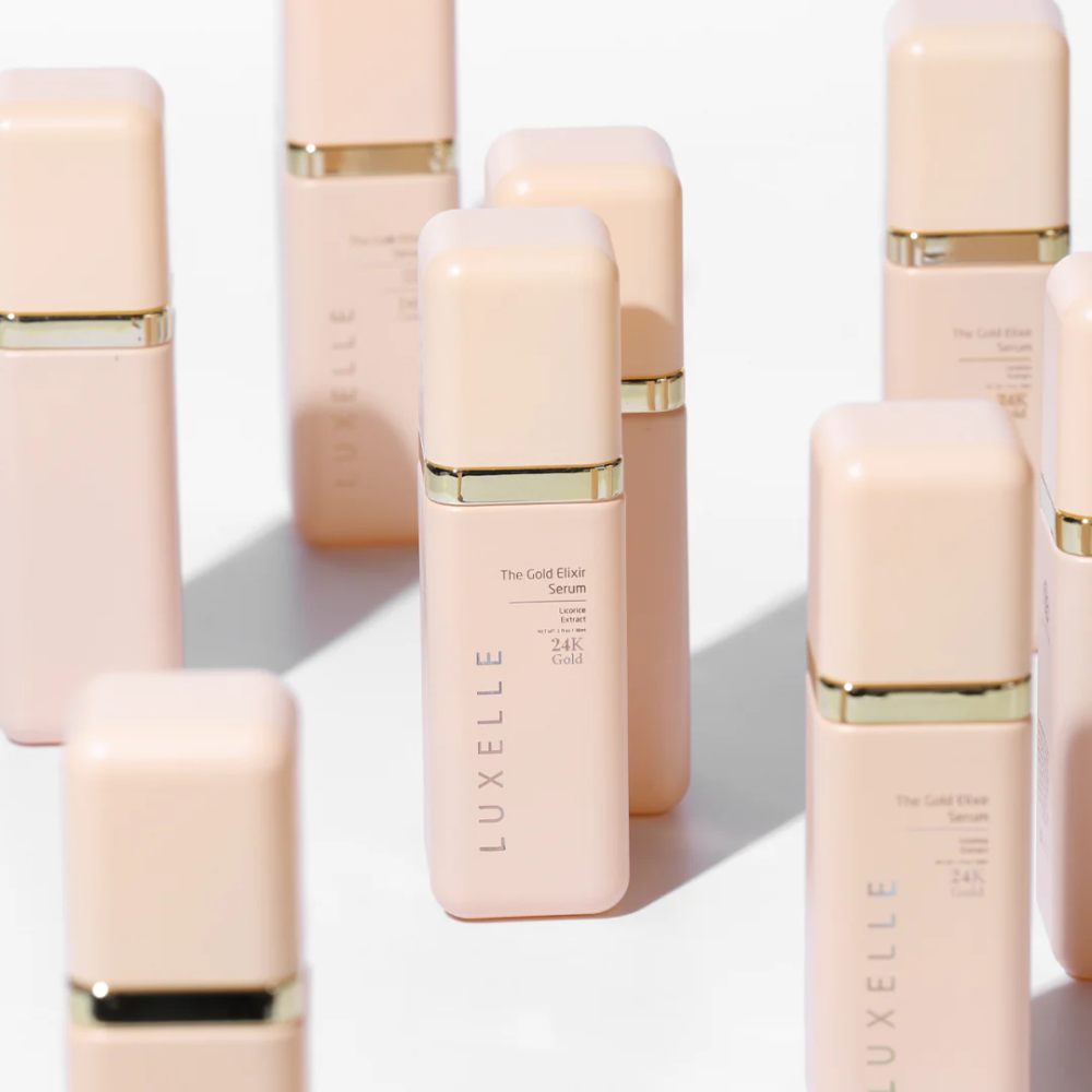 Luxelle skincare bottles on a light background