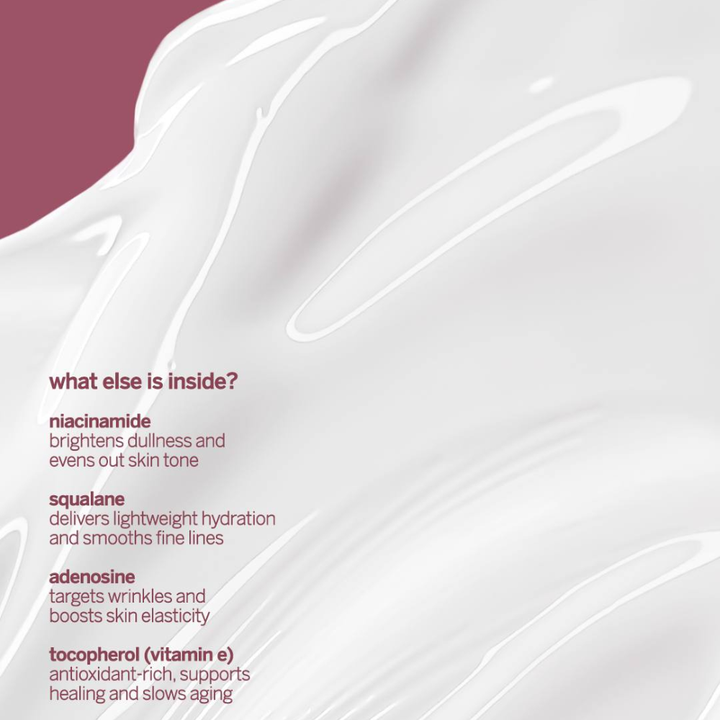 Luxelle Centella Sun Serum SPF PA 50+++ Product packaging with text detailing ingredients and their benefits on a white and pink background