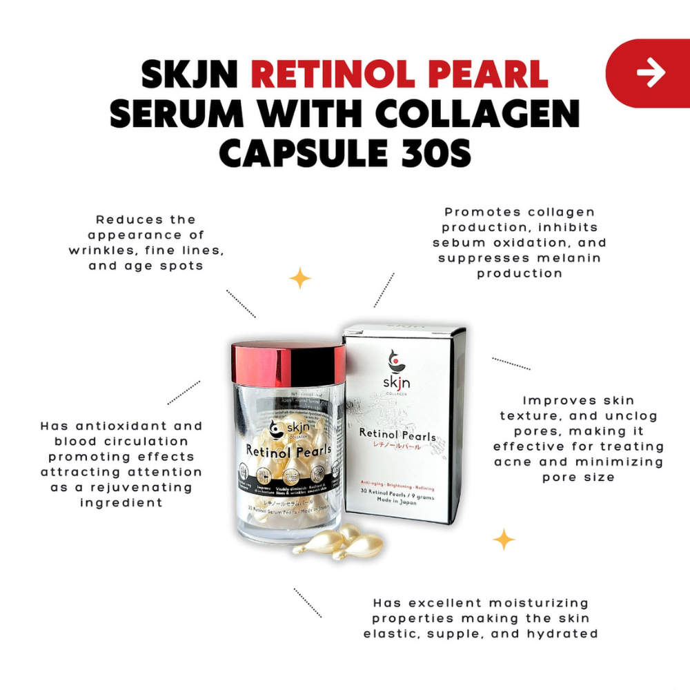 SKJN Collagen Retinol Pearls Anti Aging Brightening Refining Made in Japan
