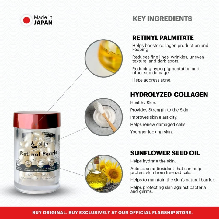SKJN Collagen Retinol Pearls Anti Aging Brightening Refining Made in Japan