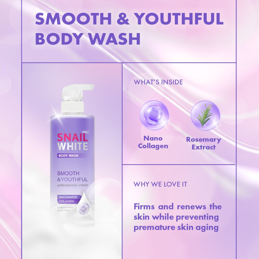 NAMU Life SNAILWHITE Smooth and Youthful Body Wash 500ml