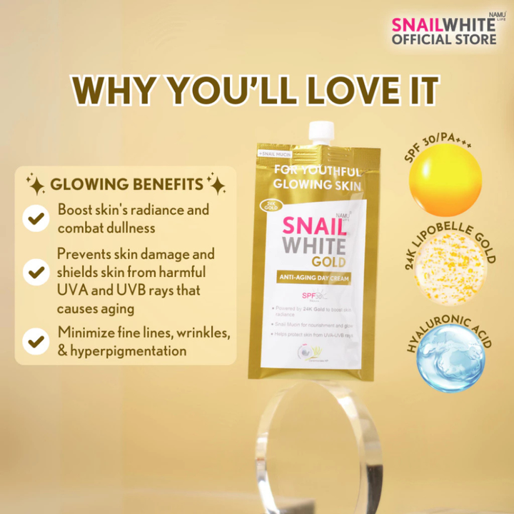 
SNAILWHITE Gold Anti-Aging Day Cream SPF30/PA+++ 30ml