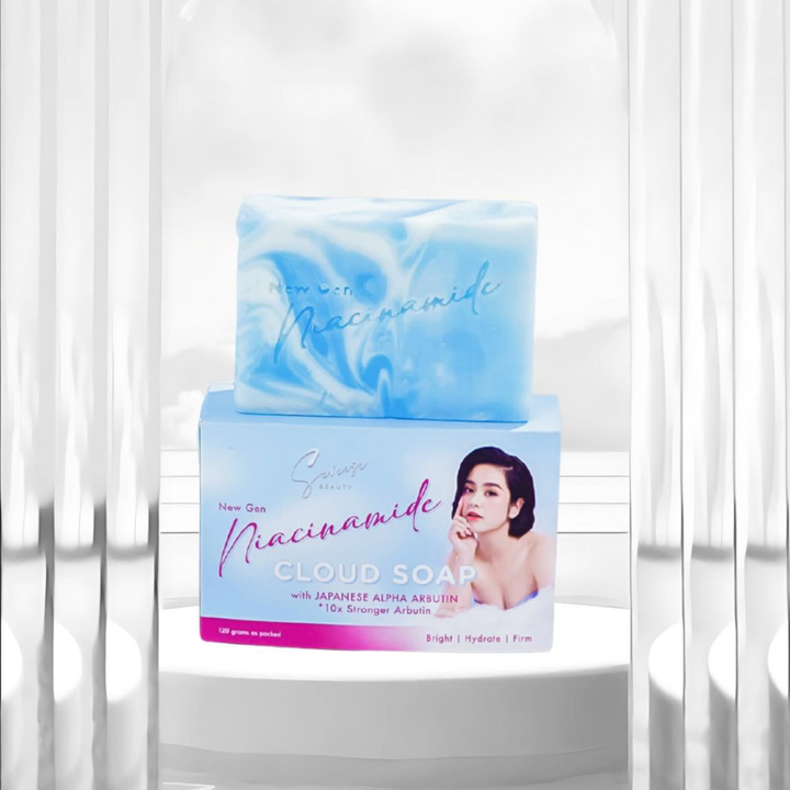 Cloud soap with packaging on a white background Sereese Beauty New Gen Niacinamide Cloud Soap 120g