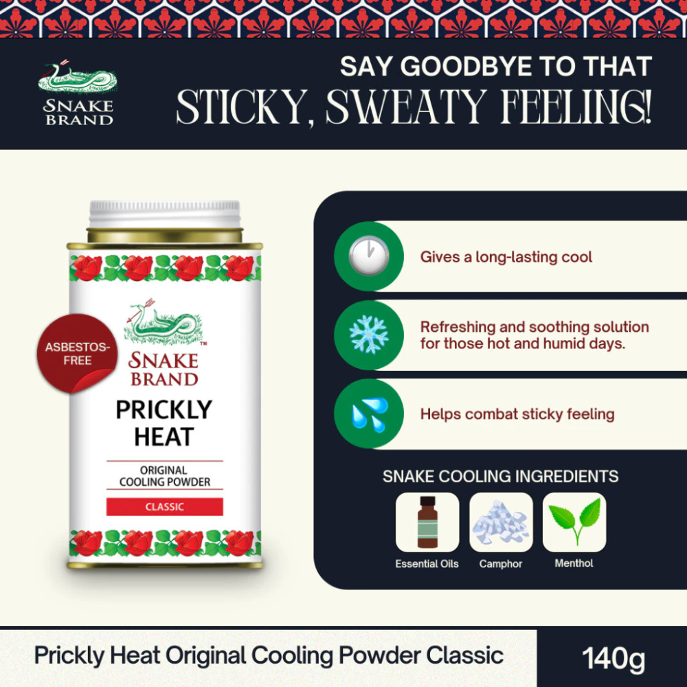Snake Brand Prickly Heat Original Cooling Powder Classic 140g