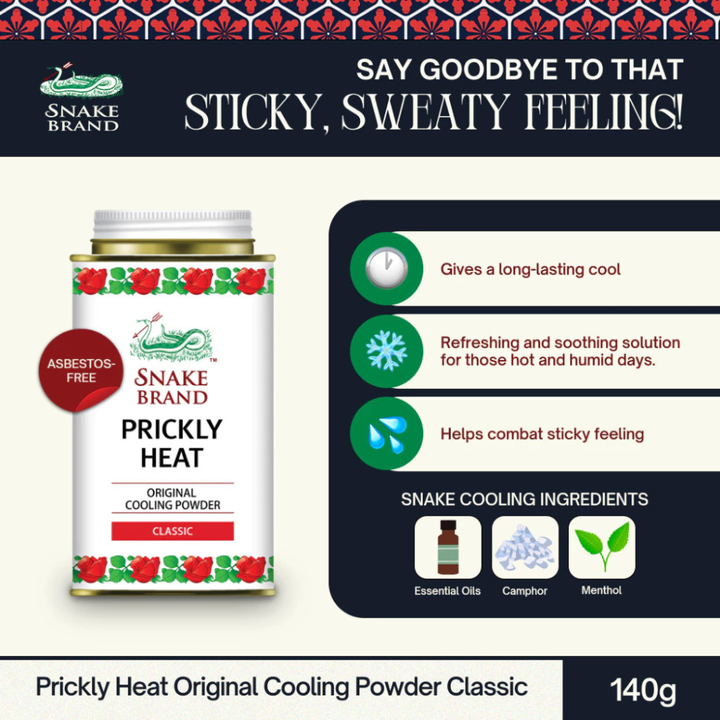 Snake Brand Prickly Heat Original Cooling Powder Classic 140g