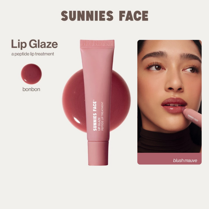 Sunnies Face Lip Glaze - a peptide lip treatment Bonbon blush mauve
