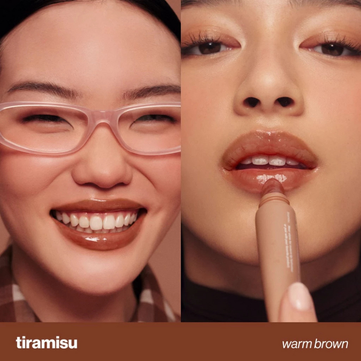 Sunnies Face Lip Glaze - a peptide lip treatment Tiramisu warm brown