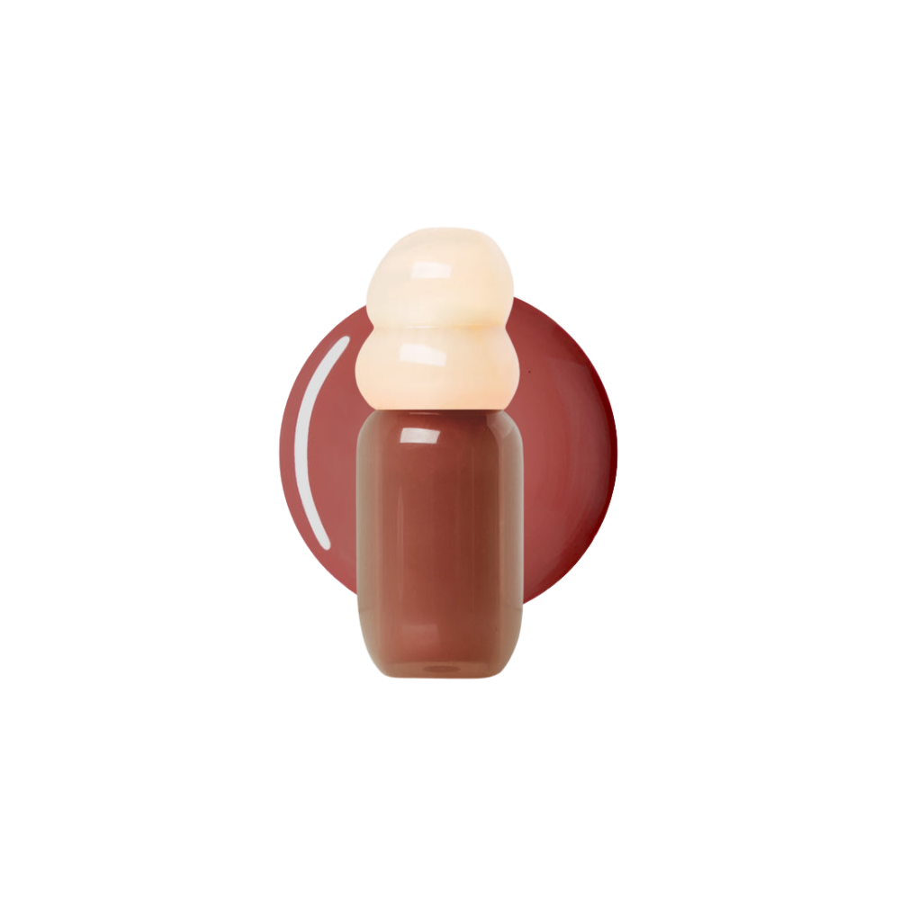 Cosmetic product with a round cap on a white background Sunnies Face Blush On - Licorice