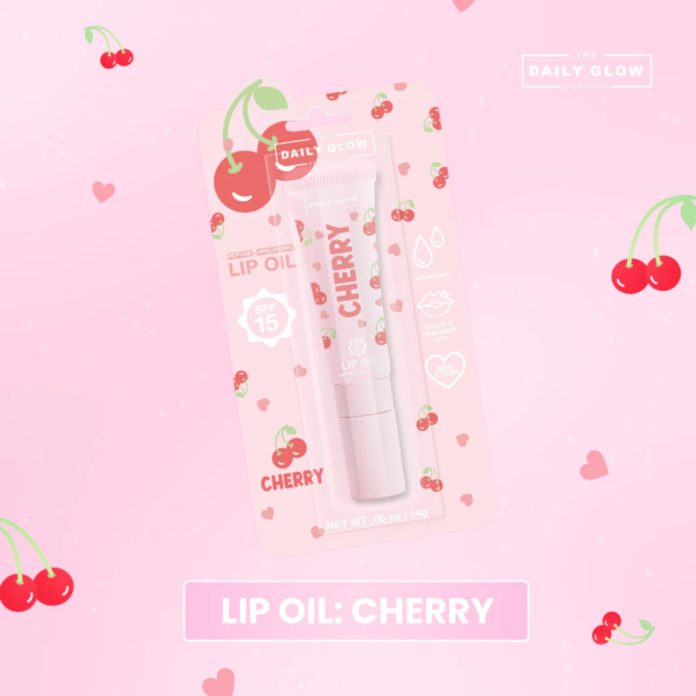 The Daily Glow Peptide- Hyaluronic Lip Oil SPF15 Cherry