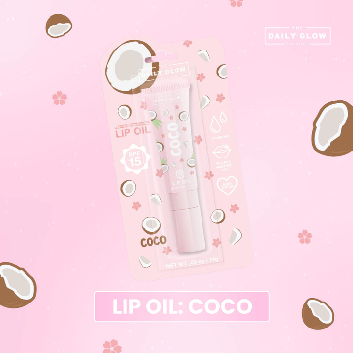 The Daily Glow Peptide- Hyaluronic Lip Oil SPF15 Coco
