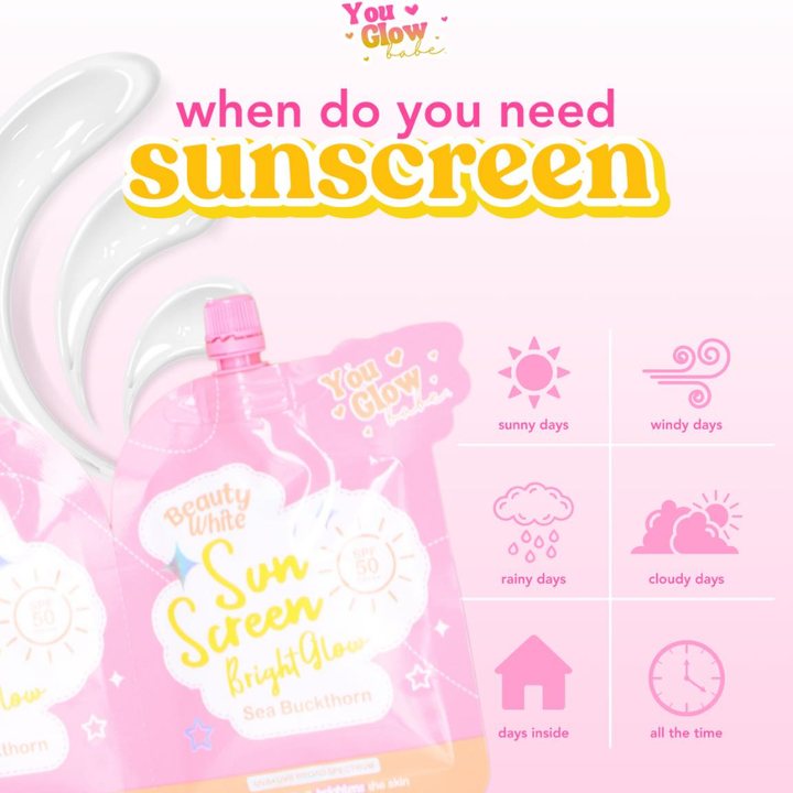 You Glow Babe Beauty White Sun Screen Bright Glow with Sea Buckthorn SPF50 PA+++