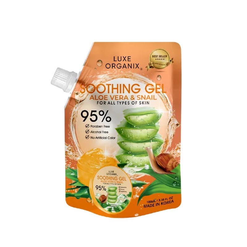 Luxe Organix Ph Aloe Vera & Snail Soothing Gel 95% Sachet 100 ml