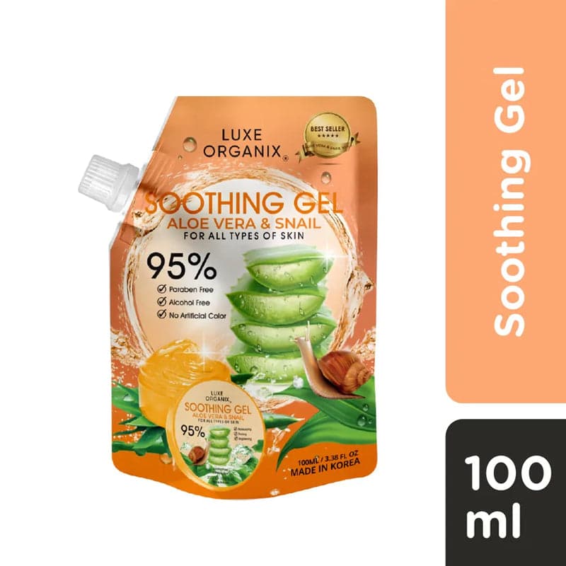 Luxe Organix Ph Aloe Vera & Snail Soothing Gel 95% Sachet 100 ml