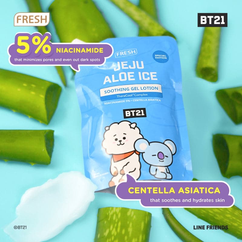 BT21 FRESH 120ml Jeju Aloe Ice Soothing Gel Lotion 120ML