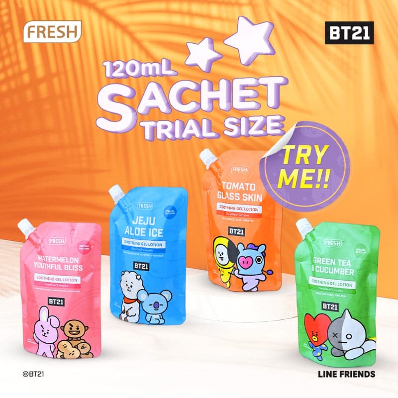 BT21 FRESH 120ml Jeju Aloe Ice Soothing Gel Lotion 120ML