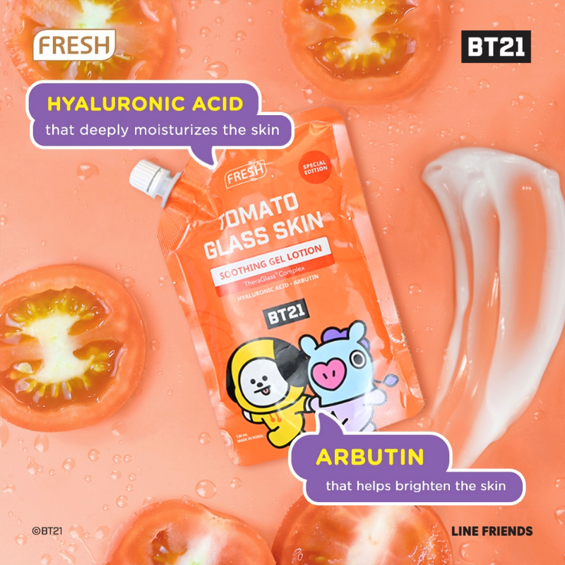 BT21 FRESH Tomato Glass Skin Soothing Gel Lotion 120ml