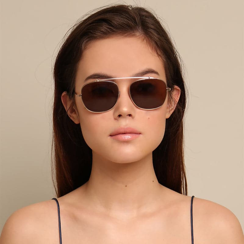 Sunnies Studios Benny Square Sunglasses for Men and Women - Sepia Full Model