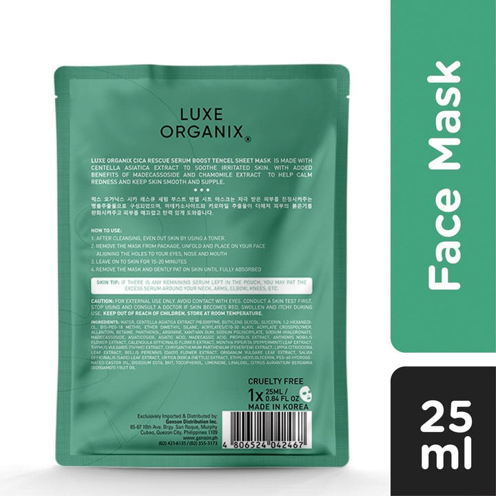 Luxe Organix PH Cica Rescue Serum Boost Tencel Sheet Mask