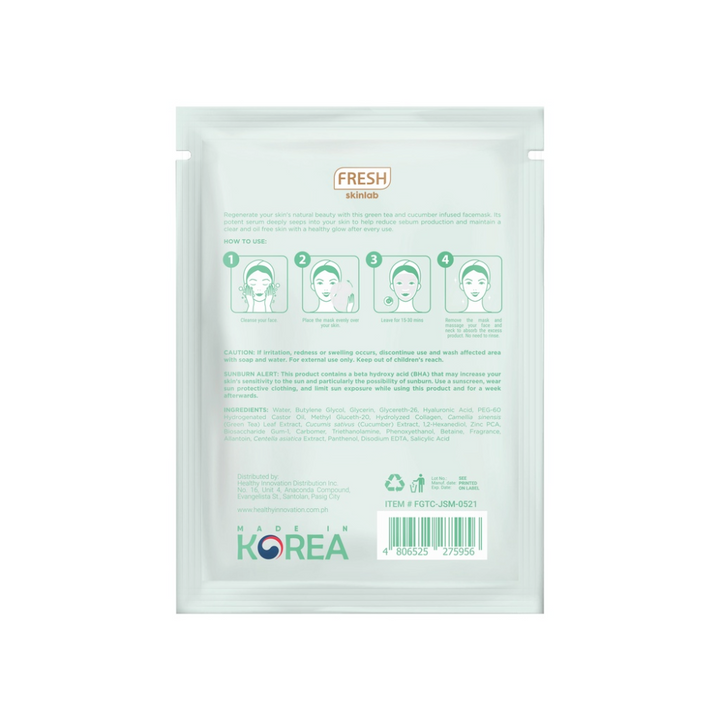 Fresh Philippines Skinlab Green Tea and Cucumber Acne Care Serum Sheet Mask