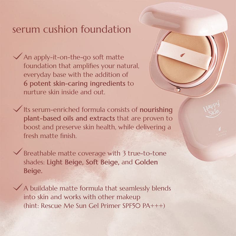 Happy Skin Second Skin Serum Cushion Foundation - Soft Beige