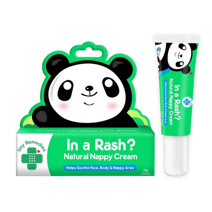 In a Rash - Natural Nappy Cream by Tiny Buds in green packaging with cute panda design and soothing formula