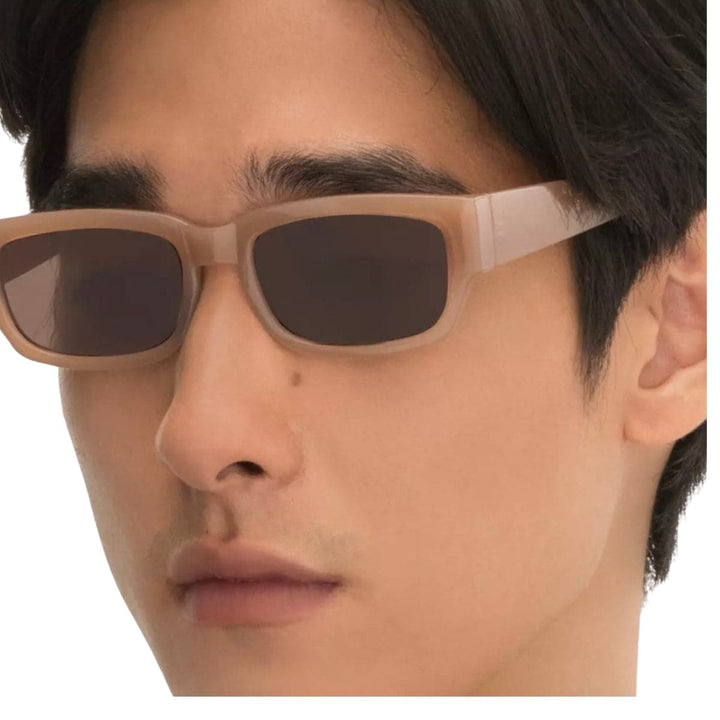 Jarvis Rectangular Sunglasses for Men and Women - Cashmere Model closeup