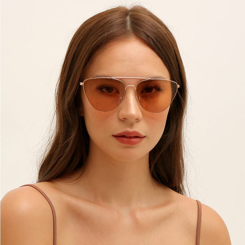 Sunnies Studios Kaia Cat Eye Sunglasses  - Sepia Full Model