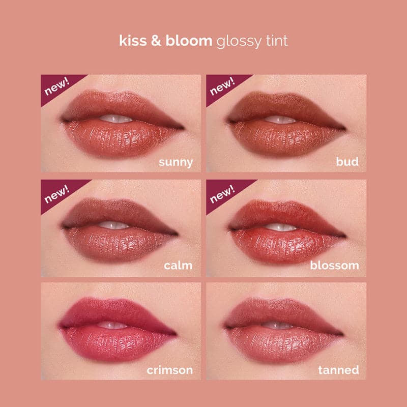 Happy Skin  Kathryn Kiss & Bloom Glossy Tint - Blossom Swatches