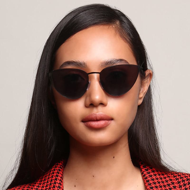 Sunnies Studios Serena Cat Eye Sunglasses for Men and Women  - Charcoal Mirror Model