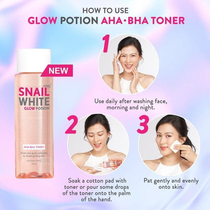 SNAILWHITE Glow Potion AHA-BHA Toner How to Use