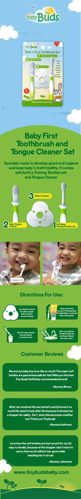 Tiny Buds Baby's First Toothbrush & Tongue Cleaner Set (6 Months & Up)